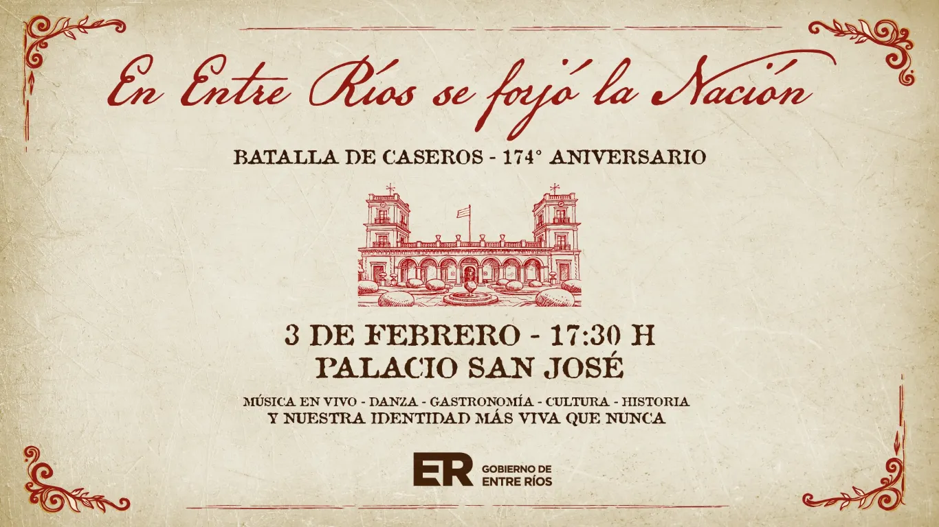 La Batalla de Caseros se conmemorará con música, historia y cultura en el Palacio San José