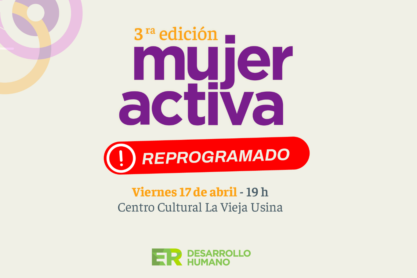 Mujer Activa se reprograma para abril