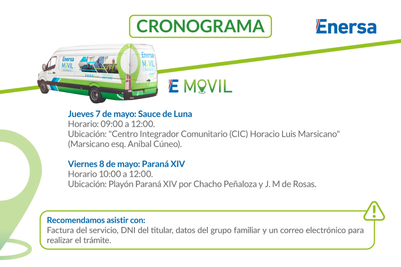 Enersa acerca su Oficina Móvil a vecinos de Sauce de Luna
