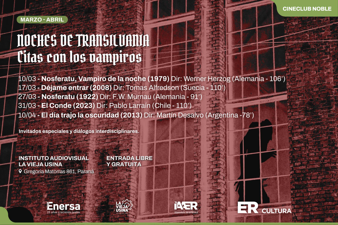 El Cineclub Noble invita a una nueva programación para marzo y abril