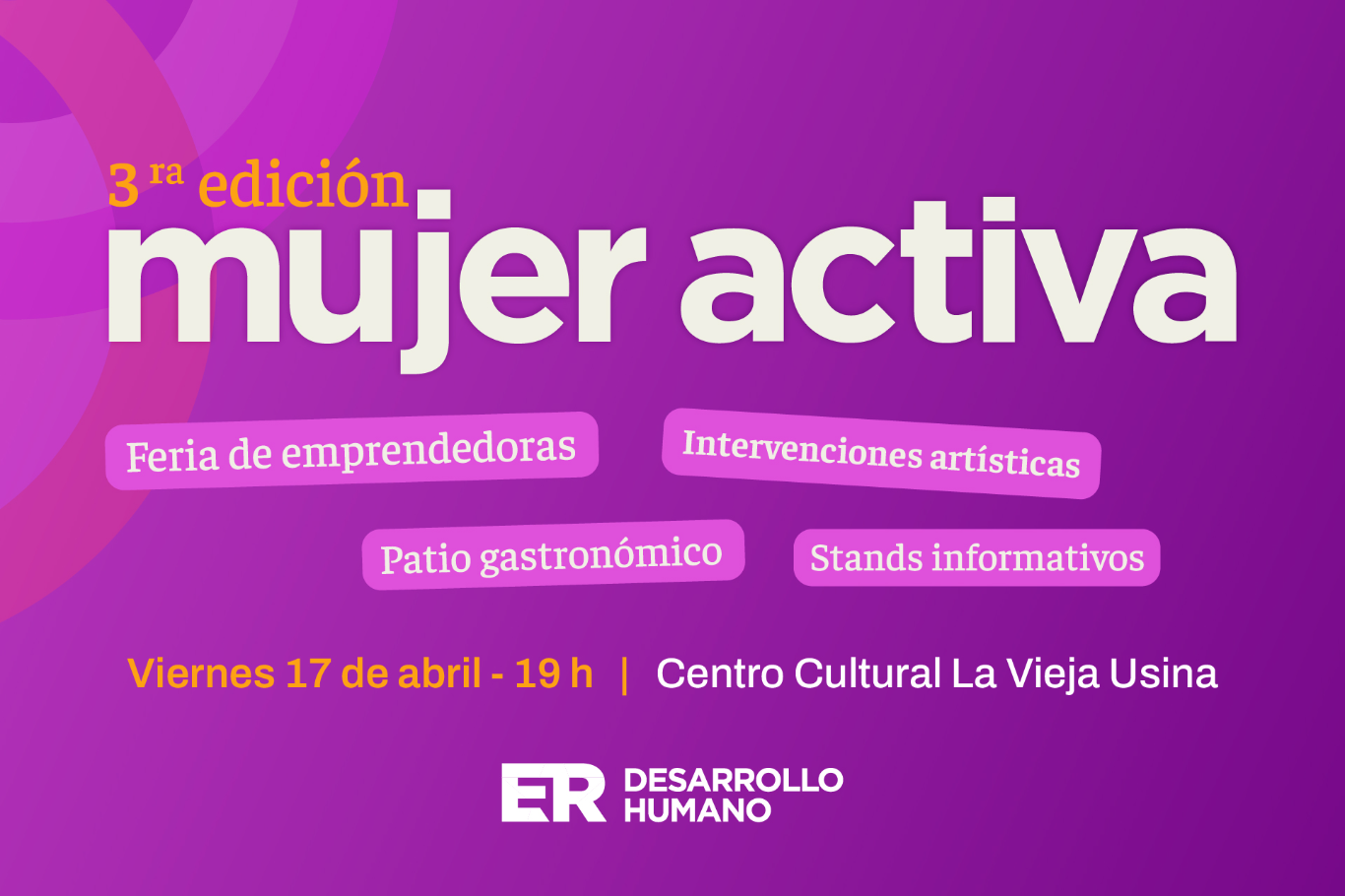 Invitan a participar de la Feria Mujer Activa este 17 de abril, en Paraná