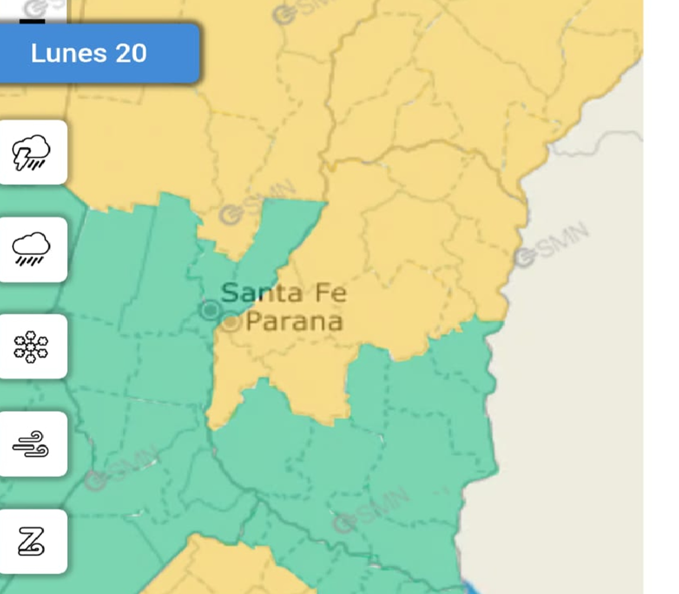 Emitieron una alerta amarilla por tormentas para este lunes