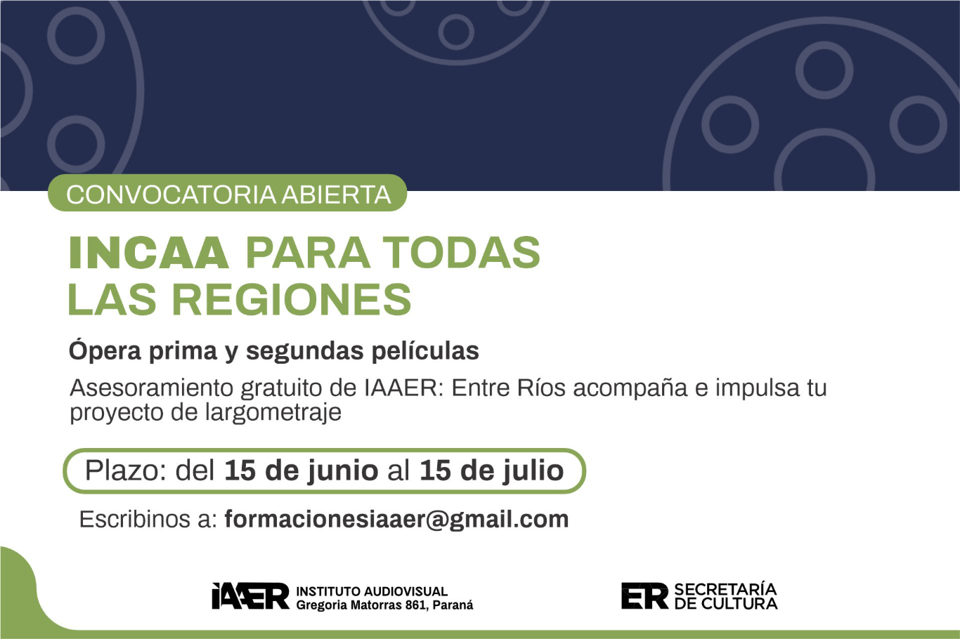 El Iaaer brindará asesoramiento gratuito a realizadores audiovisuales de la provincia que participen