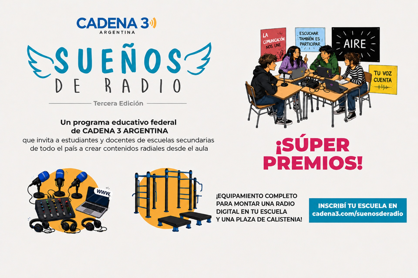 Invitan a las escuelas secundarias a participar del certamen federal Sueños de Radio
