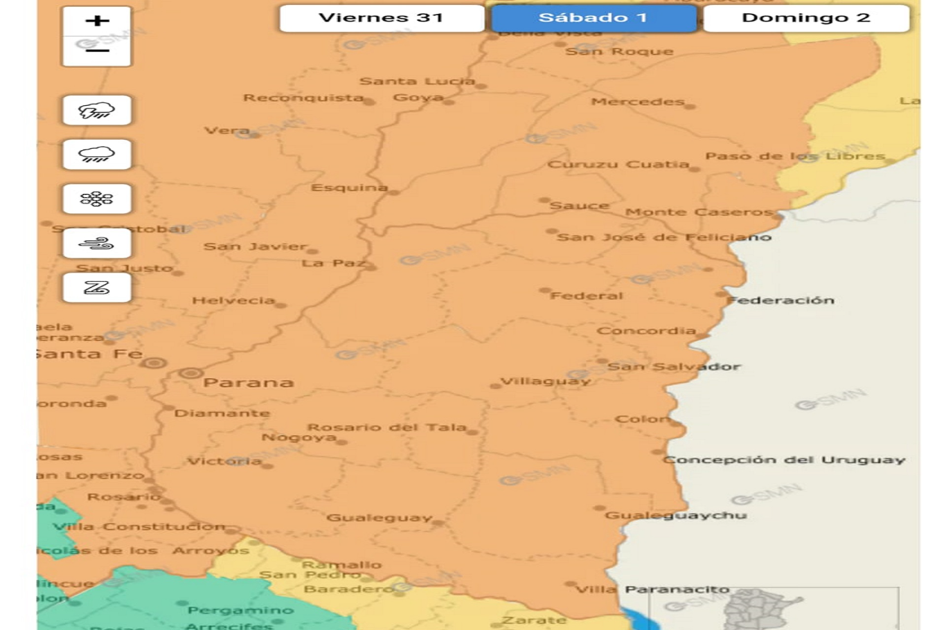 Renuevan alerta naranja por tormentas para este fin de semana