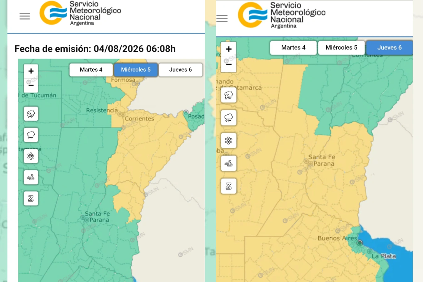 La provincia bajo Alerta Amarillo por tormentas intensas para miércoles y jueves