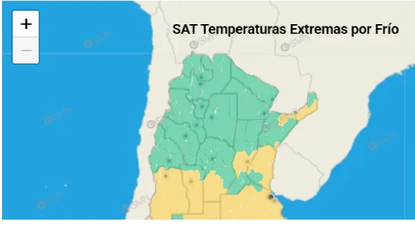 Alerta amarilla por bajas temperaturas para gran parte de la provincia