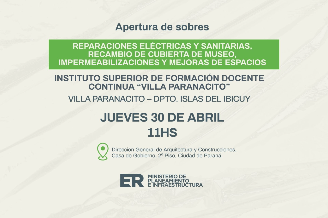 Se ejecutarán mejoras edilicias y sanitarias en el Instituto Superior de Villa Paranacito